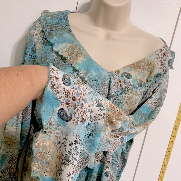 NEW YORK CITY DESIGN CO Paisley Bell Long Sleeve Blouse Womens Large - Picture 4 of 15